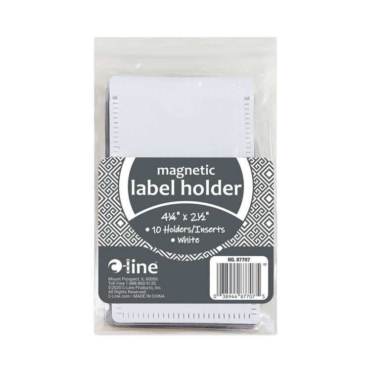Slap-Stick Magnetic Label Holders, Side Load, 4.25 X 2.5, White, 10/pack