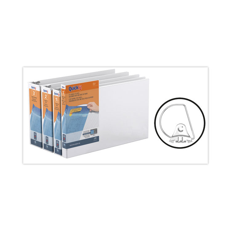 Quickfit Ledger D-Ring View Binder, 3 Rings, 3" Capacity, 11 X 17, White