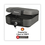 Waterproof Fire-Resistant Chest, 0.28 Cu Ft, 15.4w X 14.3d X 6.6h, Charcoal Gray