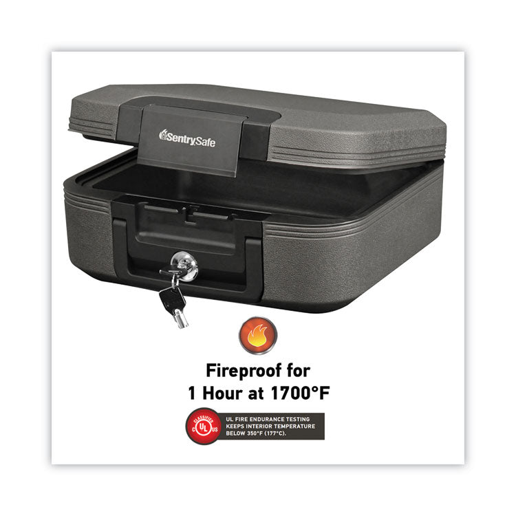 Waterproof Fire-Resistant Chest, 0.28 Cu Ft, 15.4w X 14.3d X 6.6h, Charcoal Gray