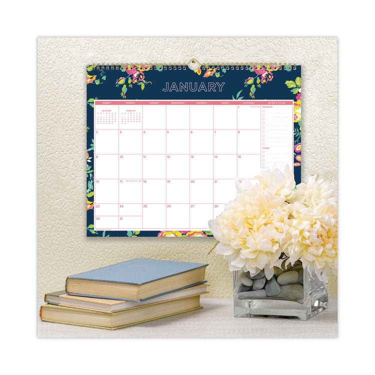 Day Designer Peyton Wall Calendar, Floral Artwork, 15 x 12, White/Navy Sheets, 12-Month (Jan to Dec): 2025