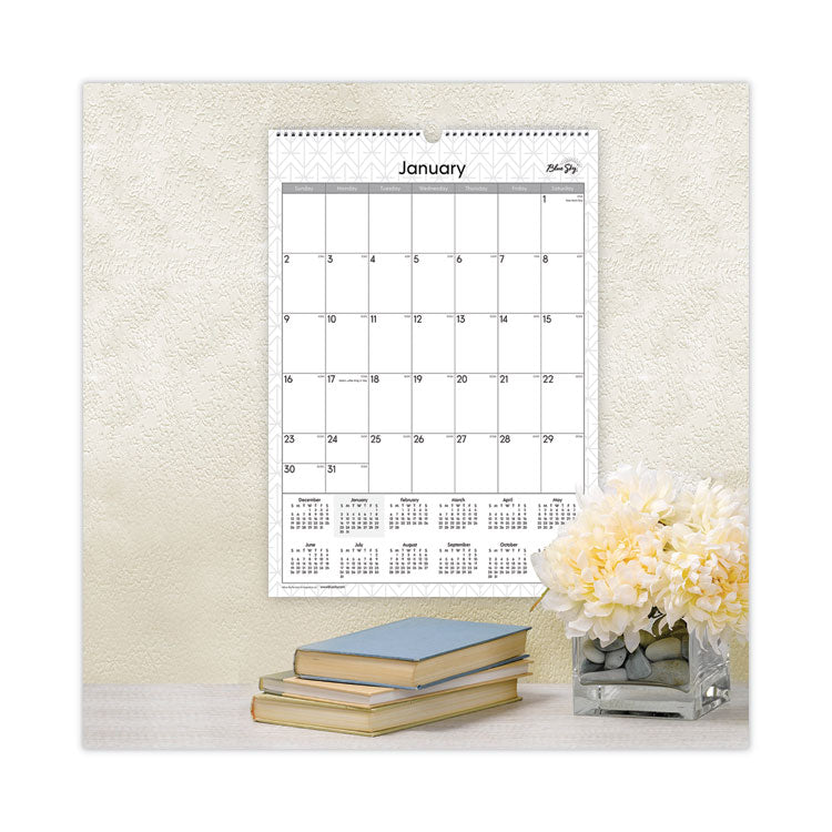 Enterprise Wall Calendar, Geometric Artwork, 12 x 17, White/Gray Sheets, 12-Month (Jan to Dec): 2025