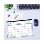 Lindley Desk Pad, Floral Artwork, 17 x 11, White/Blue/Green Sheets, Black Binding, Clear Corners, 12-Month (Jan to Dec): 2025