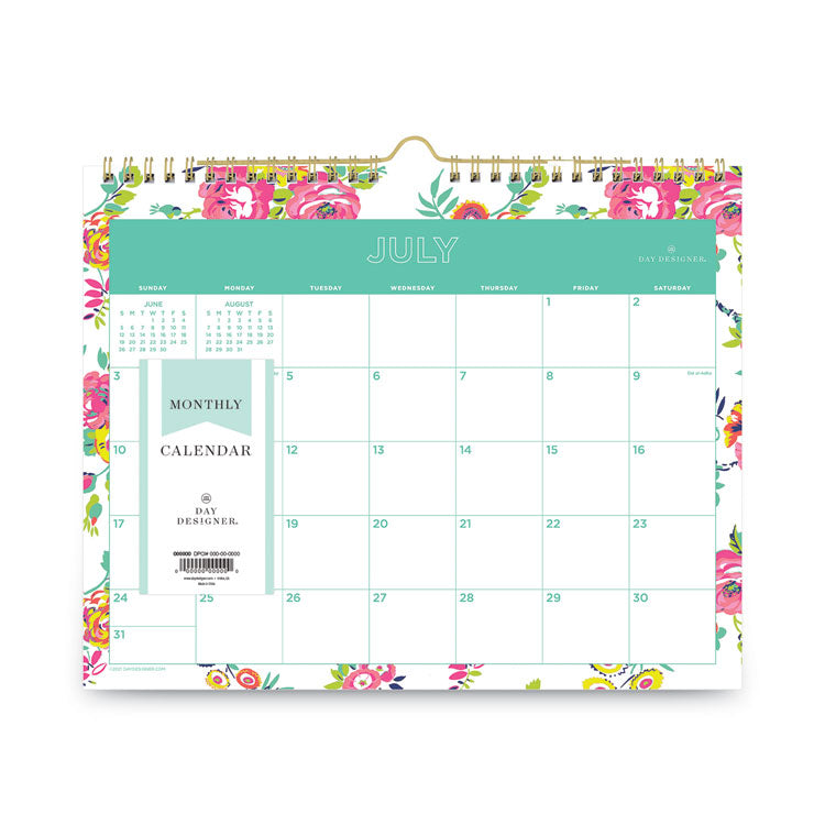 Day Designer Peyton Academic Wall Calendar, Floral Artwork, 11 x 8.75, White Sheets, 12-Month (July to June): 2025 to 2026