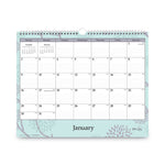 Rue Du Flore Wall Calendar, Floral Artwork, 12 x 15, White/Jade/Lavender Sheets, 12-Month (Jan to Dec): 2025