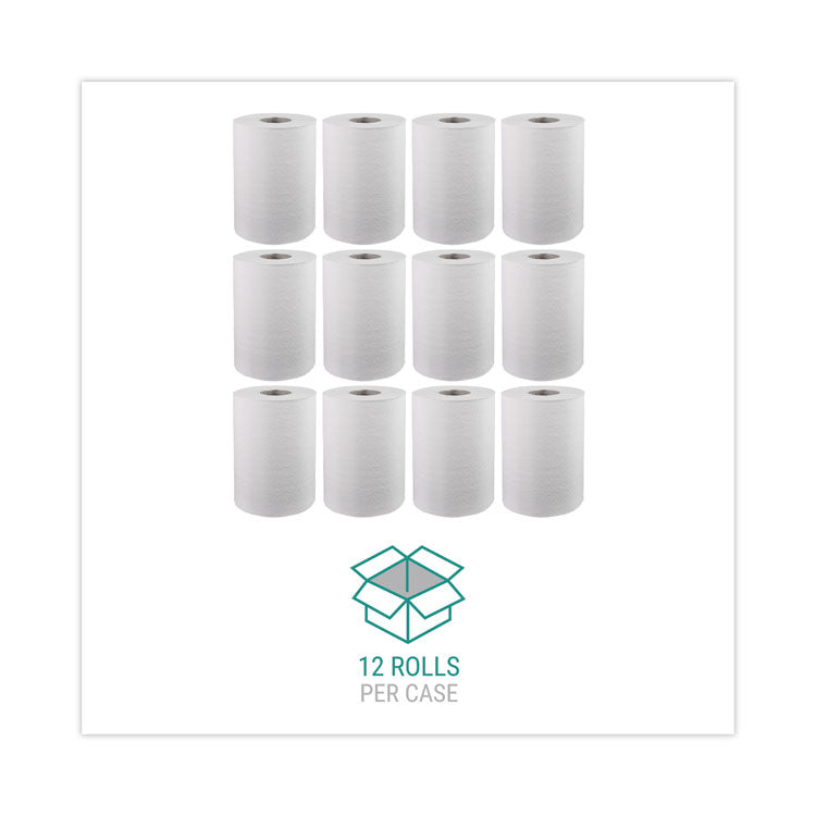 Hardwound Roll Towels, 1-Ply, 8" x 350 ft, White, 12 Rolls/Carton