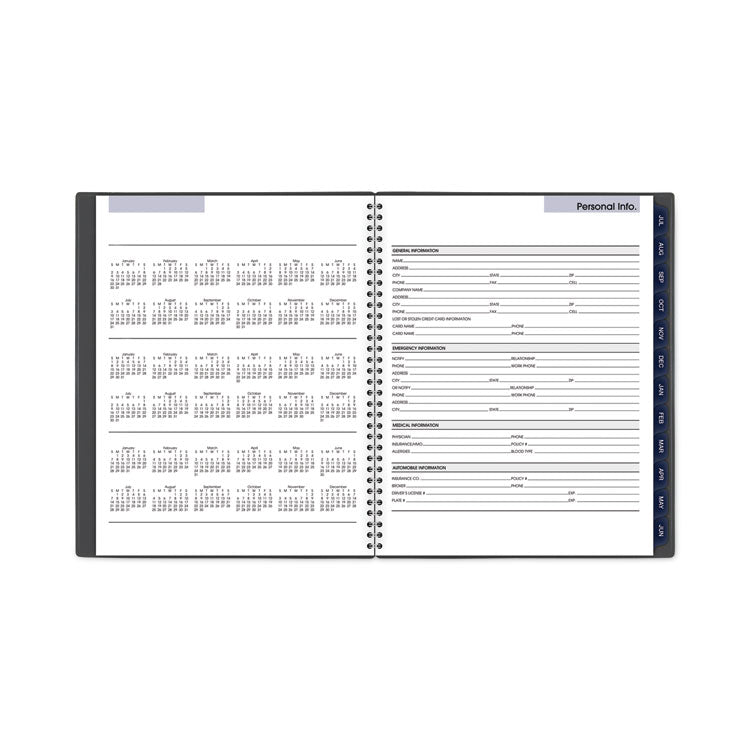 DayMinder Academic Monthly Desktop Planner, Twin-Wire Binding, 11 x 8.5, Charcoal Cover, 12-Month (July to June): 2025-2026
