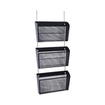 Mesh Three-Pack Wall Files, 3 Sections, Letter Size, 14.13" x 3.38" x 8.5", Black