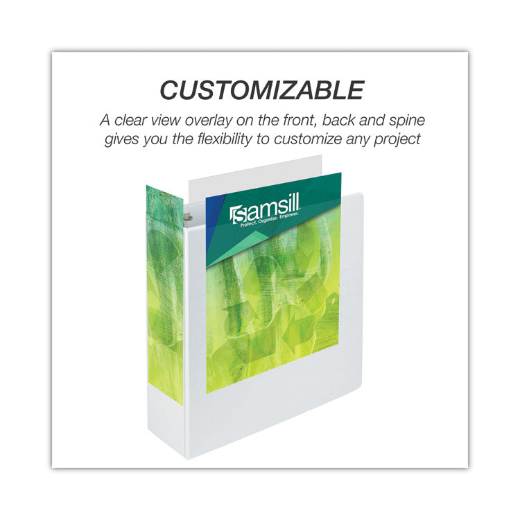 Earth's Choice Plant-Based Round Ring View Binder, 3 Rings, 4" Capacity, 11 x 8.5, White