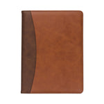 Two-Tone Padfolio with Spine Accent, 10.6w x 14.25h, Polyurethane, Tan/Brown