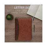 Two-Tone Padfolio with Spine Accent, 10.6w x 14.25h, Polyurethane, Tan/Brown