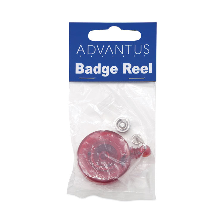 Translucent Retractable ID Card Reel, 30" Extension, Red, 12/Pack