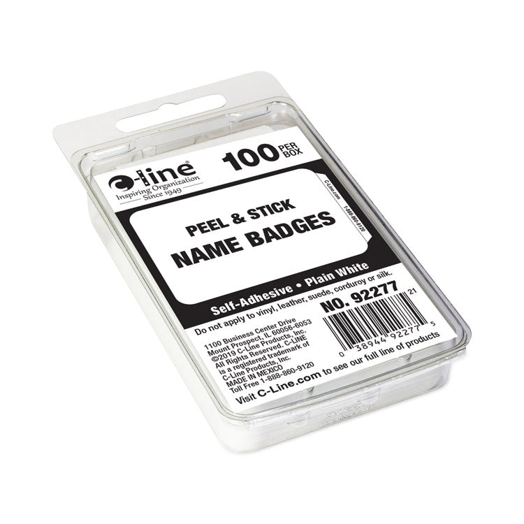 Self-Adhesive Name Badges, 3.5 X 2.25, White, 100/box