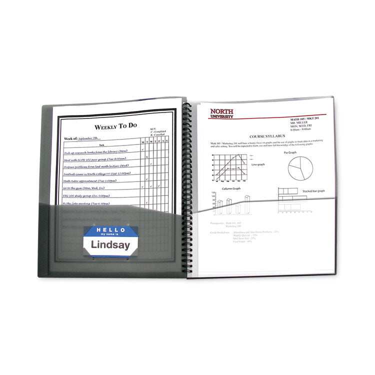 Eight-Pocket Portfolio, Polypropylene, 8.5 X 11, Smoke/smoke