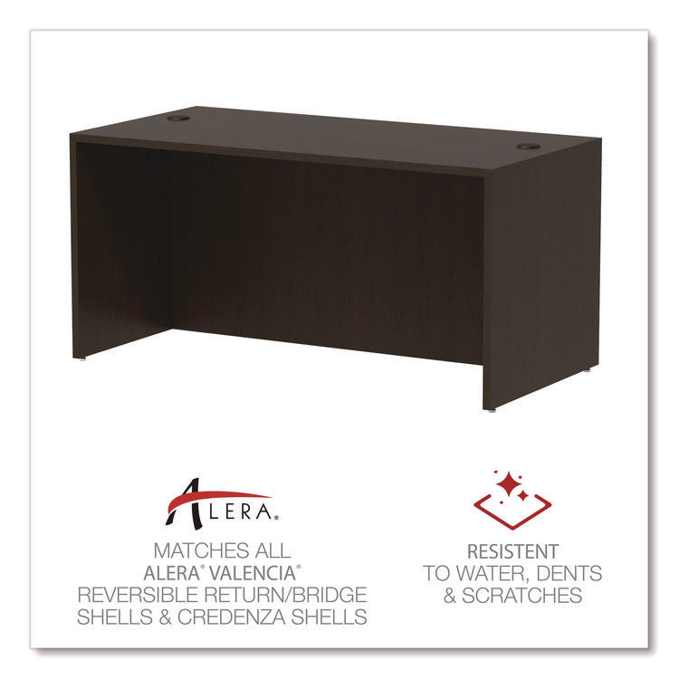 Alera Valencia Series Straight Front Desk Shell, 59.13" X 29.5" X 29.63", Espresso