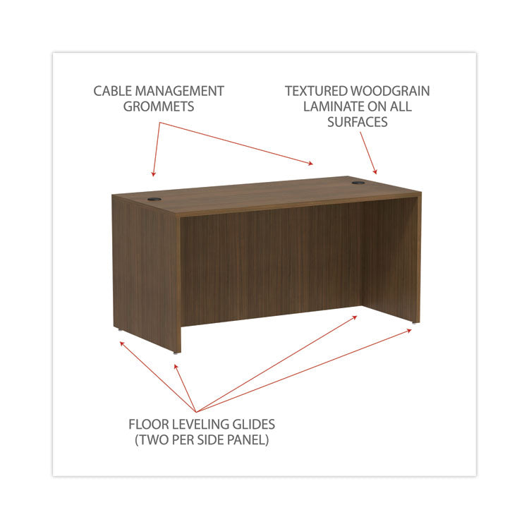 Alera Valencia Series Straight Front Desk Shell, 65" X 29.5" X 29.63", Modern Walnut