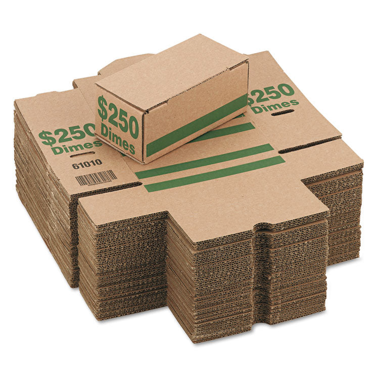 Corrugated Cardboard Coin Storage with Denomination Printed On Side, 8.06 x 3.31 x 3.19,  Green