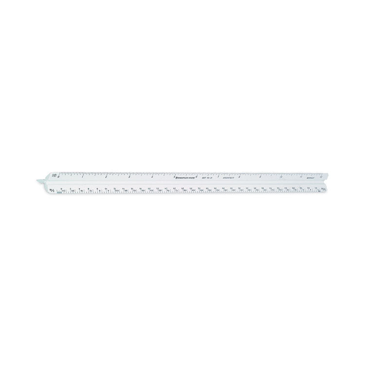 Triangular Scale Plastic Architects Ruler, 12" Long, Plastic, White