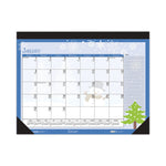 Recycled Desk Pad Calendar, Illustrated Seasons Artwork, 18.5 x 13, Black Binding/Corners,12-Month (Jan to Dec): 2025