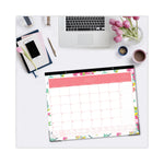 Day Designer Peyton Academic Desk Pad, Floral Artwork, 22 x 17, Black Binding, Clear Corners, 12-Month (July-June): 2025-2026