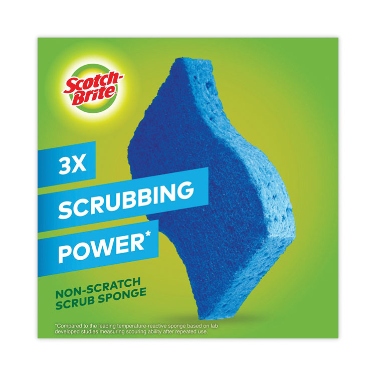 Non-Scratch Multi-Purpose Scrub Sponge, 4.4 X 2.6, 0.8" Thick, Blue, 6/pack