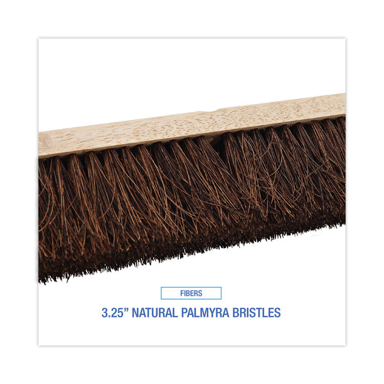 Floor Brush Head, 3.25" Natural Palmyra Fiber Bristles, 18" Brush