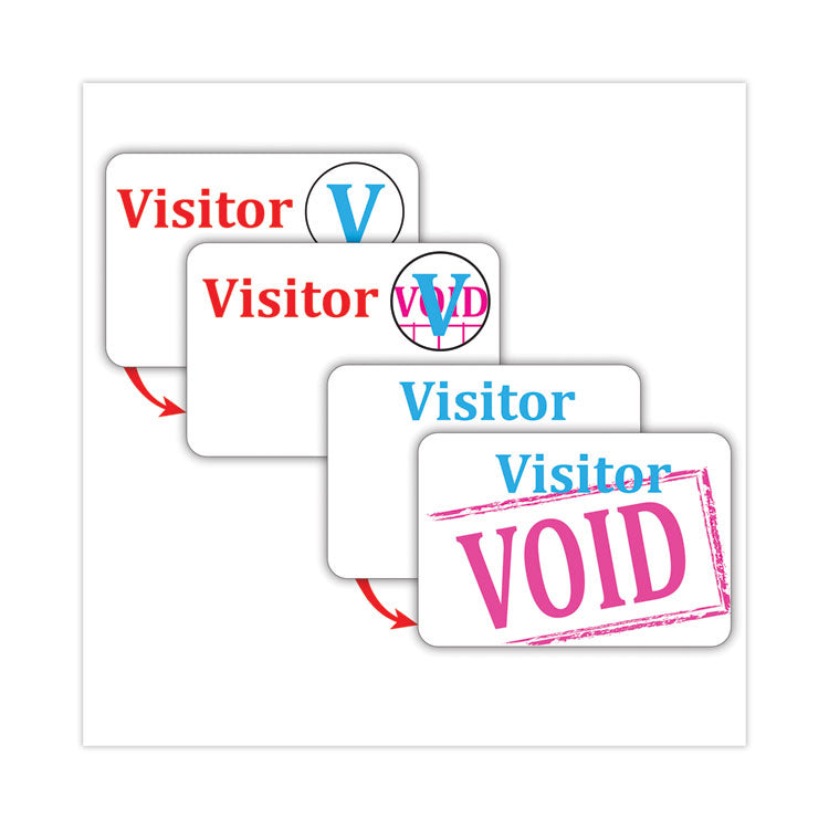 Time's Up! Self-Expiring Visitor Badges, One-Day Badge, 3 X 2, White, 100/box