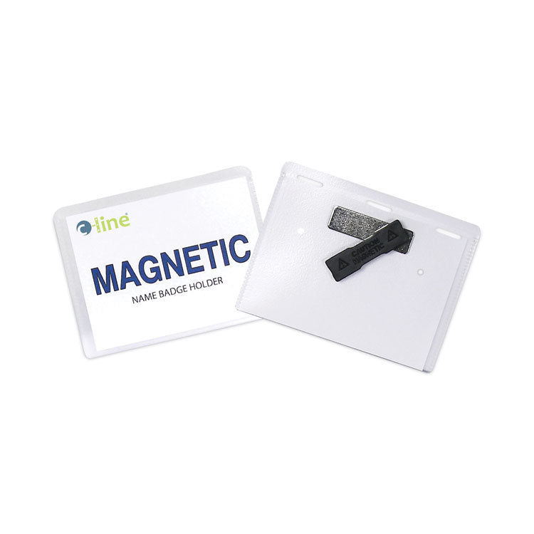 Magnetic Name Badge Holder Kit, Horizontal, 4w X 3h, Clear, 20/box