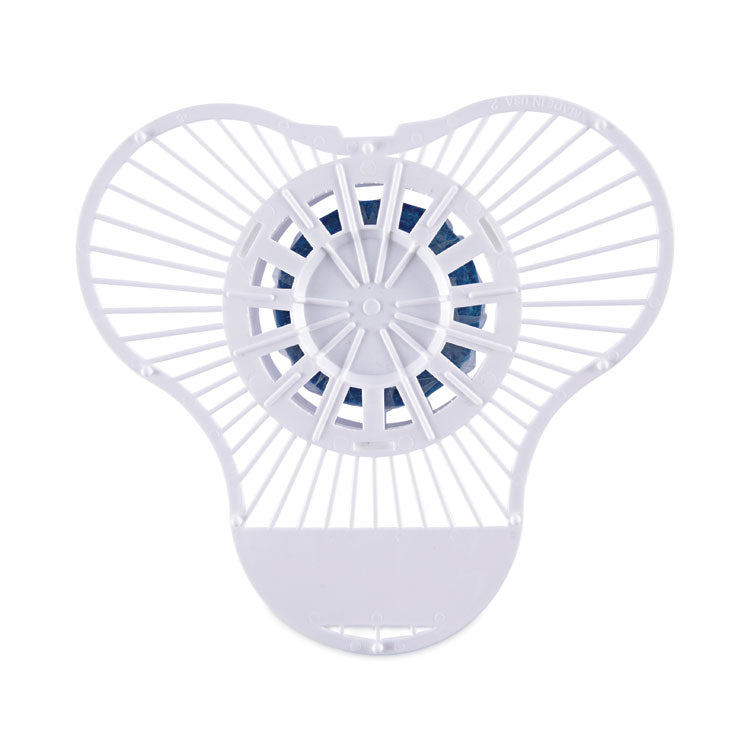 Urinal Screen with Non-Para Deodorizer Block, Green Apple Scent, 3.25 oz, Blue/White, 12/Box