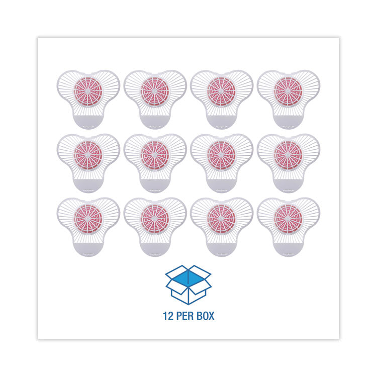 Urinal Screen With Para Deodorizer Block, Cherry Scent, 3 Oz, Red/white, 12/box