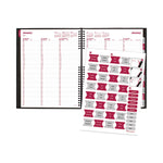 CoilPro Weekly Appointment Book in Columnar Format, 11 x 8.5, Black Lizard-Look Cover, 12-Month (Jan to Dec): 2025