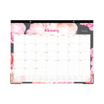 Joselyn Desk Pad, Rose Artwork, 22 x 17, White/Pink/Peach Sheets, Black Binding, Clear Corners, 12-Month (Jan to Dec): 2025