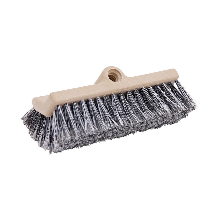 Dual-Surface Vehicle Brush, Black Polypropylene Bristles, 10" Brush, Brown Plastic Handle