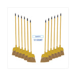 Poly Bristle Angler Broom, 53" Handle, Yellow, 12/carton