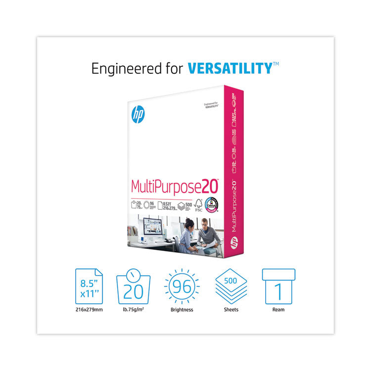 MultiPurpose20 Paper, 96 Bright, 20 lb Bond Weight, 8.5 x 11, White, 500/Ream