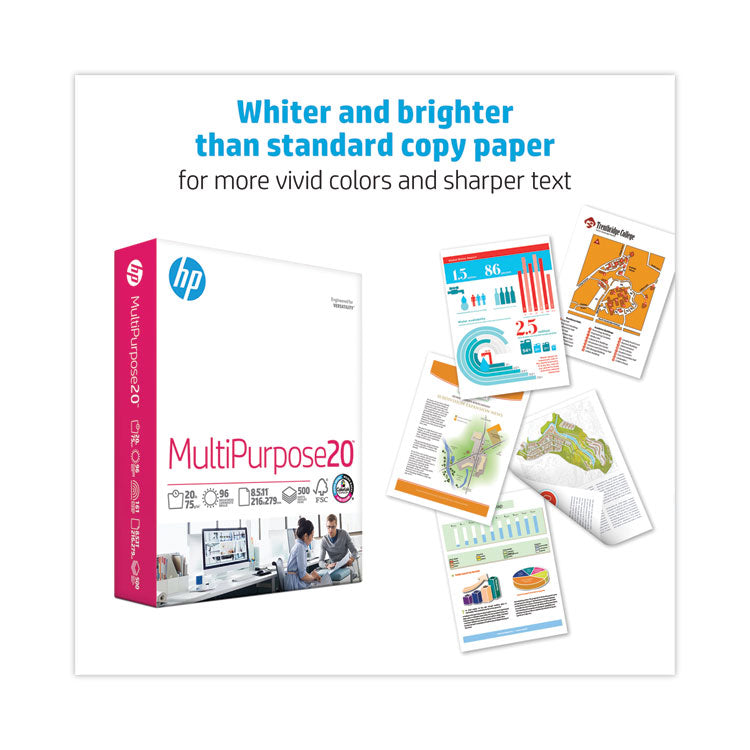 MultiPurpose20 Paper, 96 Bright, 20 lb Bond Weight, 8.5 x 11, White, 500 Sheets/Ream, 5 Reams/Carton