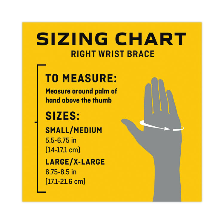 Energizing Wrist Support, Small/Medium, Fits Right Wrists 5.5" to 6.75", Black, 12/Carton