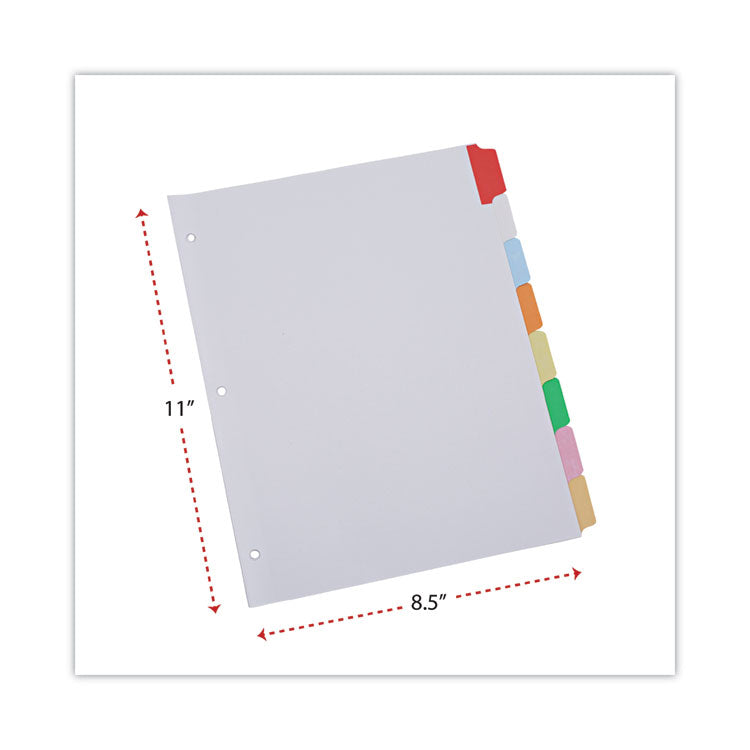 Deluxe Write-On/Erasable Tab Index, 8-Tab, 11 x 8.5, White, Assorted Tabs, 1 Set