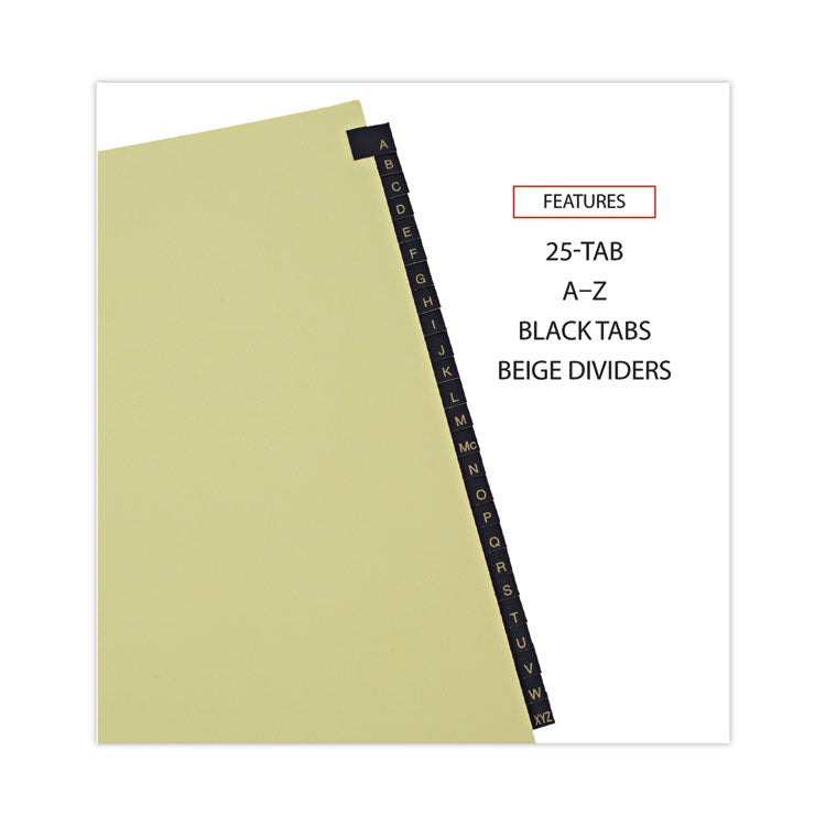 Deluxe Preprinted Simulated Leather Tab Dividers With Gold Printing, 25-Tab, A To Z, 11 X 8.5, Buff, 1 Set