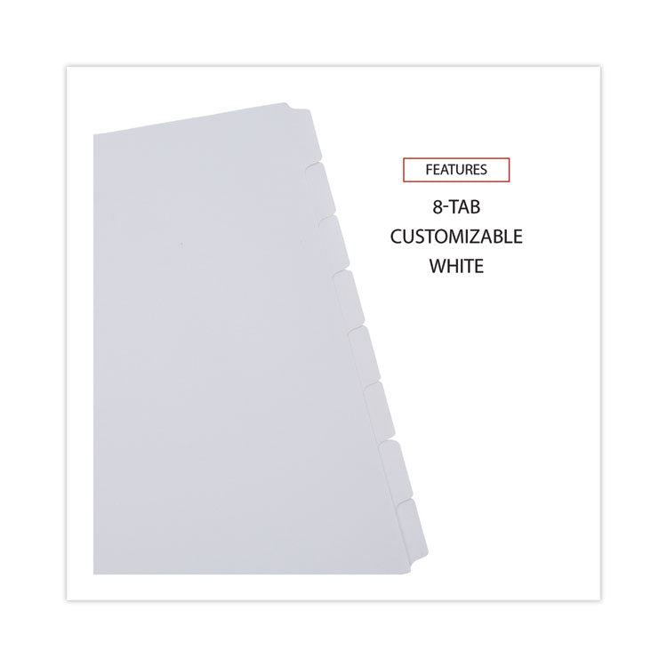 Deluxe Write-On/Erasable Tab Index, 8-Tab, 11 x 8.5, White, White Tabs, 1 Set