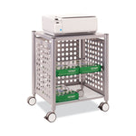 File Cart with Open Top, Metal, 1 Shelf, 2 Bins, 28.25" x 13.75" x 27.38", Matte Gray