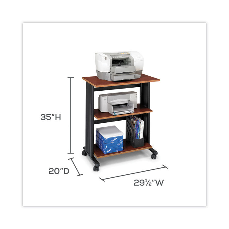 Muv Three Level Machine Cart/Printer Stand, Engineered Wood, 3 Shelves, 29.5" x 20" x 35", Cherry/Black
