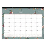 Greta Academic Year Desk Pad Calendar, Floral Artwork, 22 x 17, White/Green/Pink Sheets, 12-Month: July 2025 to June 2026