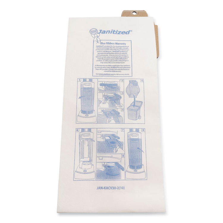 Vacuum Filter Bags Designed to Fit Karcher/Tornado CV30/1, CV38/1, CV48/2, 100/Carton