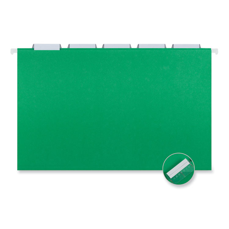 Deluxe Bright Color Hanging File Folders, Legal Size, 1/5-Cut Tabs, Bright Green, 25/Box