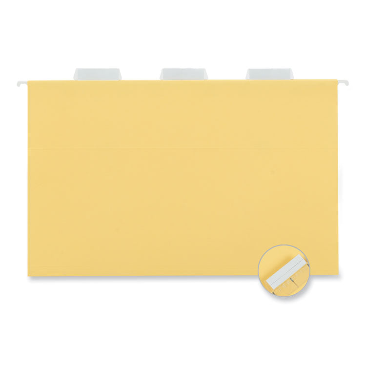 Deluxe Bright Color Hanging File Folders, Legal Size, 1/5-Cut Tabs, Yellow, 25/Box