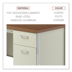 Single Pedestal Steel Desk, 45.25" x 24" x 29.5", Cherry/Putty, Chrome-Plated Legs