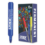 StrideMark Tank Permanent Marker, Broad Chisel Tip, Blue, 12/Pack
