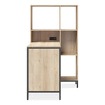 Turing Home Office Workstation with Integrated Bookcase and Power Center, 48.3" x 31.75" x 55.25", Desert Ash/Black
