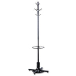 Metal Costumer with Umbrella Holder, Four Ball-Tipped Double-Hooks, 21w x 21d x 70h, Black